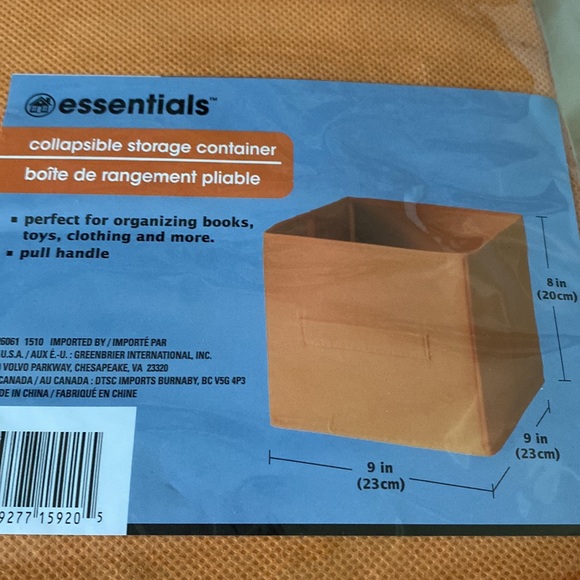 ~Home Essentials~ Orange Collapsible Storage Container - Picture 2 of 2